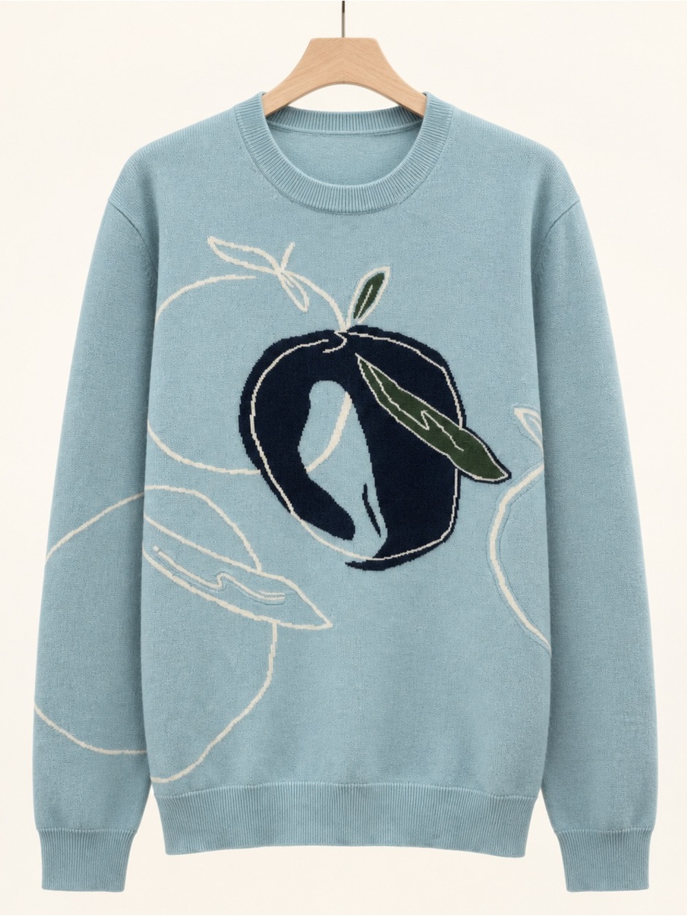 Hermès Unisex 100% Cashmere Graphic Sweater Blue Size S